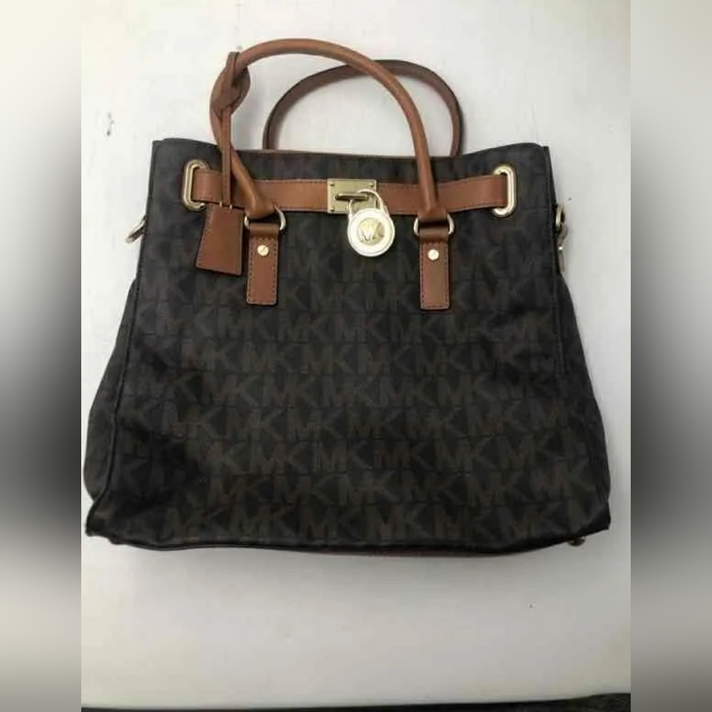 Michael Kors Designer Black And Brown Tan Tote Purse Handbag